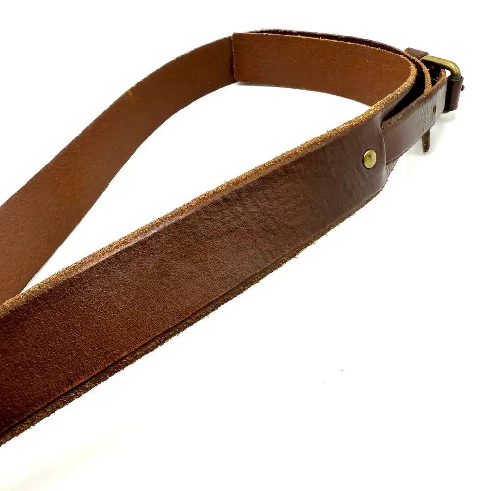 LOFT Western Ranger Belt Women’s M 34-38 Brown Leather Brass Buckle Boho Cowgirl